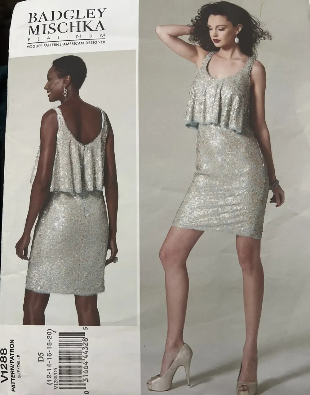 Vogue Designer Badgley Mischka Sewing Pattern V1288 Sz 12-20 Formal Party Dress